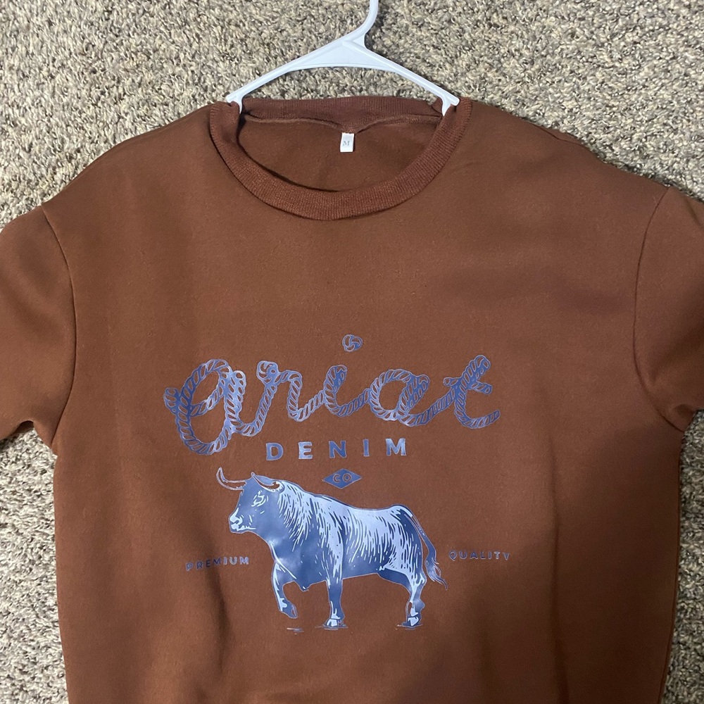 Ariat Brown Sweatshirt with Blue Bull Graphic